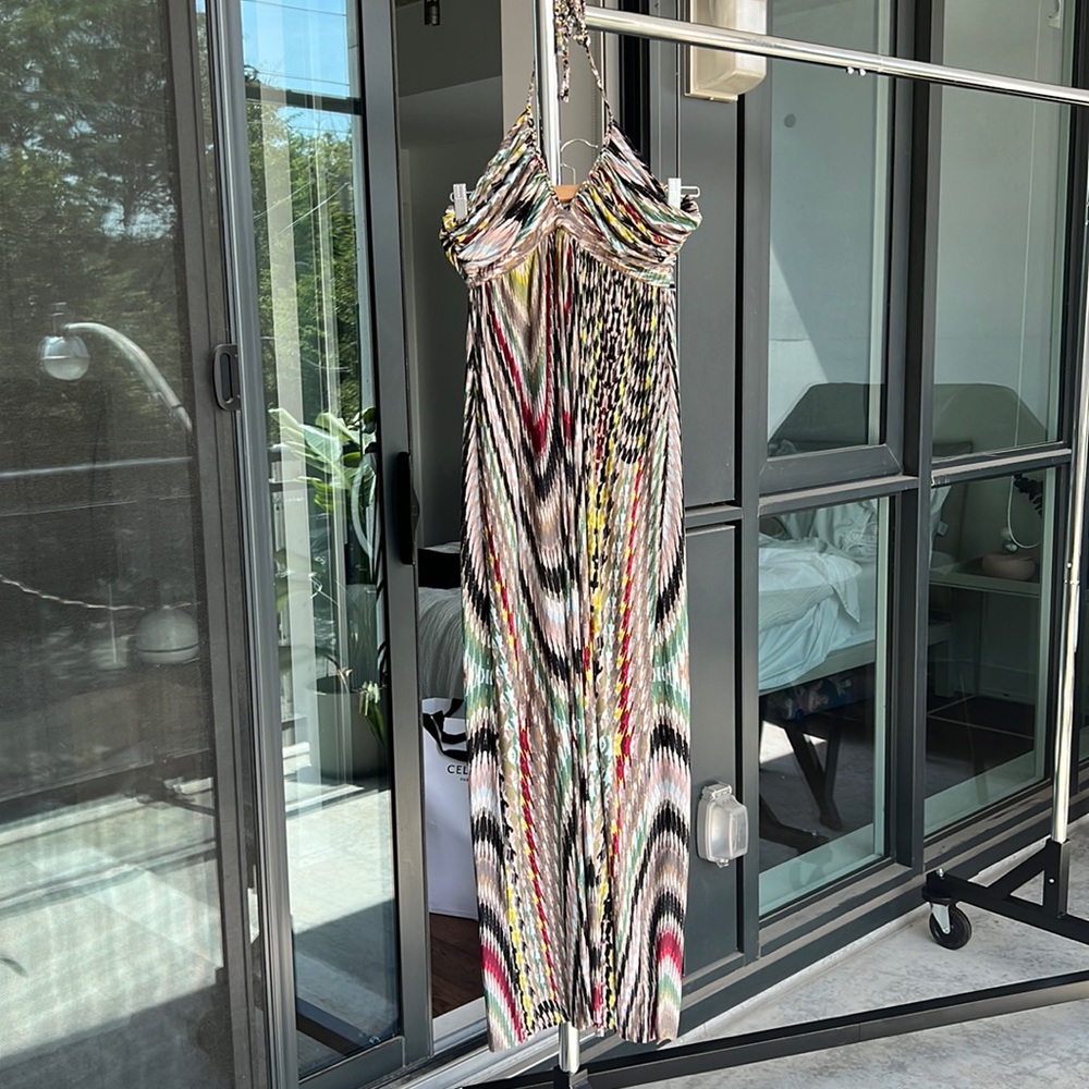 T-Bags LosAngeles, Classic Braided Halter Maxi Dress, Size M/L